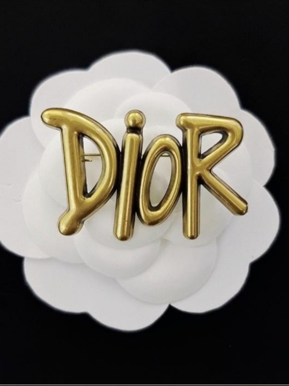 Dior Metallic Gold Script Wall Emblem
